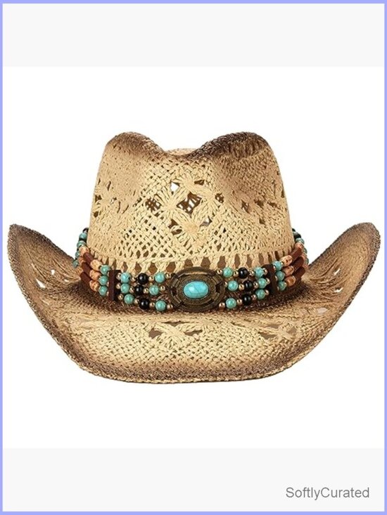 Straw Cowboy Hat with Two Decorative Bands - Handmade, Breathable Sun Hat main image 4
